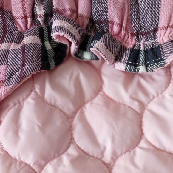 Dog Coat Pastel Pink Plaid NWOT Size M Reversible to Solid Pastel Pink - Picture 8 of 11
